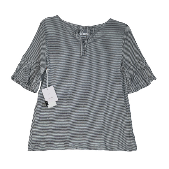 LC Lauren Conrad Knit Top Women Medium Black White Striped Bell Sleeve NWT - Picture 6 of 10